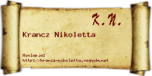 Krancz Nikoletta névjegykártya